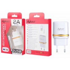 Carregador de corrente 2 USB  2.4A  + cabo TIPO C branco