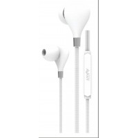 Auricular IN-EAR silicone com microfone com cabo tipo corda branco