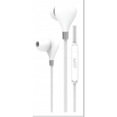 Auricular IN-EAR silicone com microfone com cabo tipo corda branco