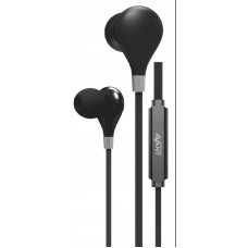 Auricular IN-EAR silicone com microfone com cabo tipo corda preto