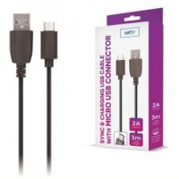 Cabo 2A USB micro USB 3m preto