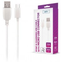Cabo 2A USB micro USB 3m branco