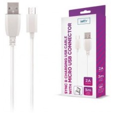 Cabo 2A USB micro USB 3m branco